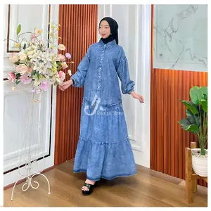 Jatayu Store - Set Rok Jeans Wash Kemeja dan Rok All Size Muat Semua Ukuran untuk Wanita
