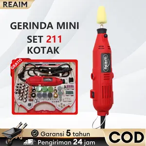 REAIM Mini Die Grinder Set 211/42/25 PCS - Mesin Gerinda Bor & Ukir Multifungsi [220V] dengan 100+ Aksesori Lengkap | Cocok untuk Poles, Potong & Ukir Logam/Kayu
