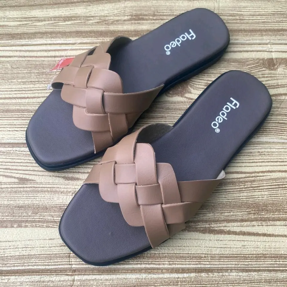 SANDAL SLOP WANITA ANYAM/SANDAL SELOP RAJUT ANYAM/SANDAL flat WANITA KEKINIAN sandal  terbaru