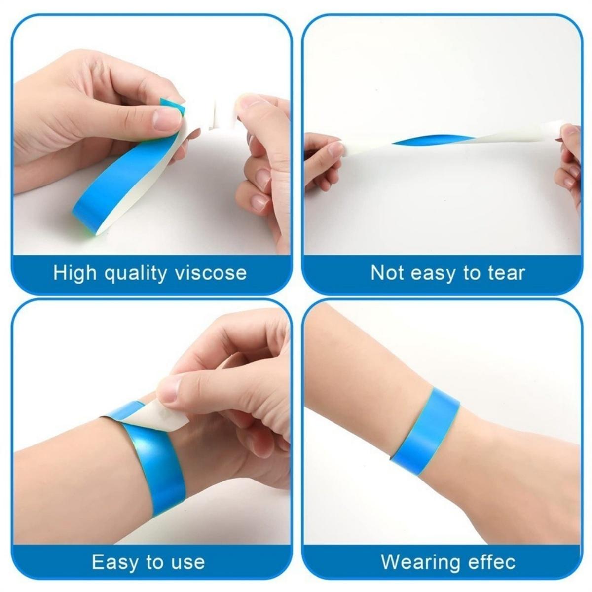 Gelang Tiket 100 Pcs Anti Air Sekali Pakai Bahan Kertas Sintetis PP Ukuran 10x0.75 Inci Untuk Event Pesta Wahana