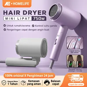 【Kombinasi Semprana: Perawatan + Kecepatan】 750W Hair Dryer Ion Negatif untuk Perawatan Rambut di Rumah + Hair Dryer Portabel Berkecepatan Tinggi untuk Pengeringan Cepat dalam Perjalanan. Solusi Lengkap untuk Segala Kebutuhan, di Rumah Maupun Travel.