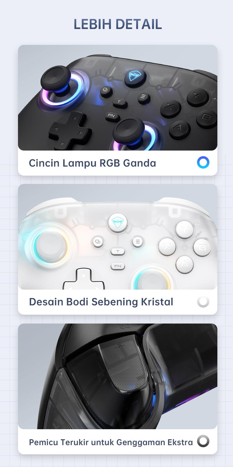 Machenike G3 V2 Wireless Gaming Controller With Dock Pengisian Tri-Mode Bluetooth Baterai 1000mAh Hall Effect Trigger Joystick Gamepad untuk Switch Steam PC