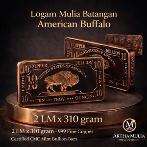 Logam Mulia 620 gram (20 Oz) American Buffalo Copper Bar Murni 999
