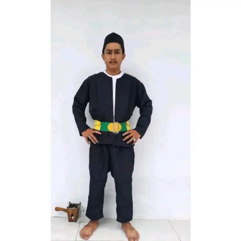 Setelan baju pangsi Dewasa pria Laki-Laki Sunda betawi Jumbo S M L XL Celana Putih 1