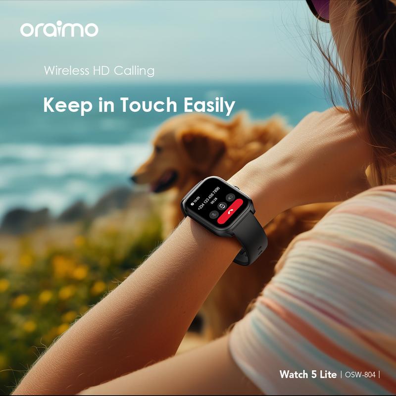 [Exclusive JOERDY] oraimo Watch 5 Lite Smartwatch [OSW-804] Layar 2.01'' Bluetooth Tahan Lama Tahan Air Debu Layar Monitor Amoled 100+ Mode Olahraga Large Screen Wireless Call Long Battery Life IP68 Waterproof 5