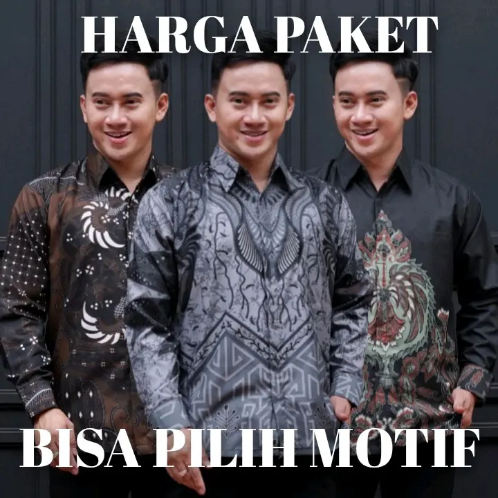 Kemeja batik pria lengan panjang harga paket 100K 3pcs bisa pilih motif