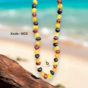 Amber Bee Kalung Amber Anak Premium Mate Multicolor NMM03 Bahan Full Amber Finishing Matte Model Baroque Untuk Membantu Tumbuh Gigi Anak