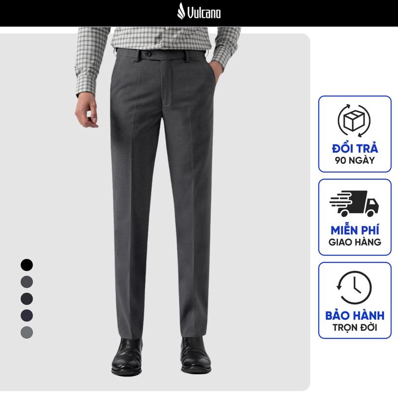 Quần âu nam cao cấp Vulcano cạp chun co giãn, dáng đứng phom Regular thoải mái, mã 3008