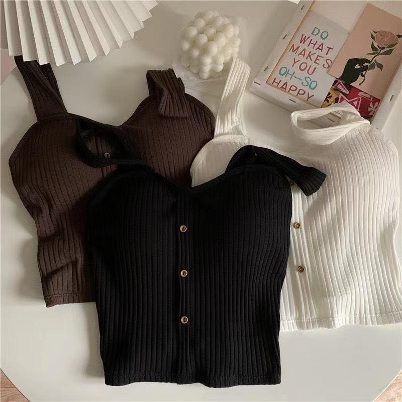 Product Introduction of Cute Sleeveless Cropped Tank Top Women's Crop Top Summer 2024 Korean Corset Top Camisole Knit Sexy Slim Vest with Bra Pads Tops Female Y2k 9