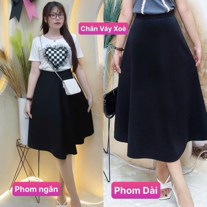 Bigszie 50kg đến 90kg—Chân váy xoè lưng thun dáng dài và dáng ngắn chất thun poly 2 da Nữ Kem Nữ Kem Women