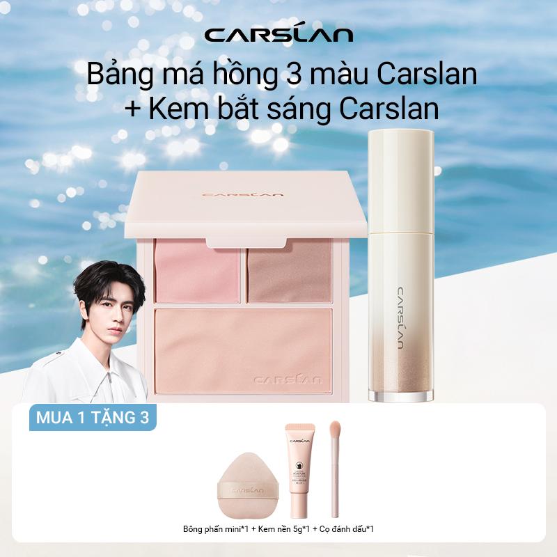 [COMBO] Kem highlight 3D Carslan 16g + Phấn má hồng 3 màu Carslan 10.5g+[Mua 1 Tặng 3] Cọ phấn má*1 + Bông phấn má*1 + Tuýp kem nền dưỡng ẩm mini 5g*1 (màu random)