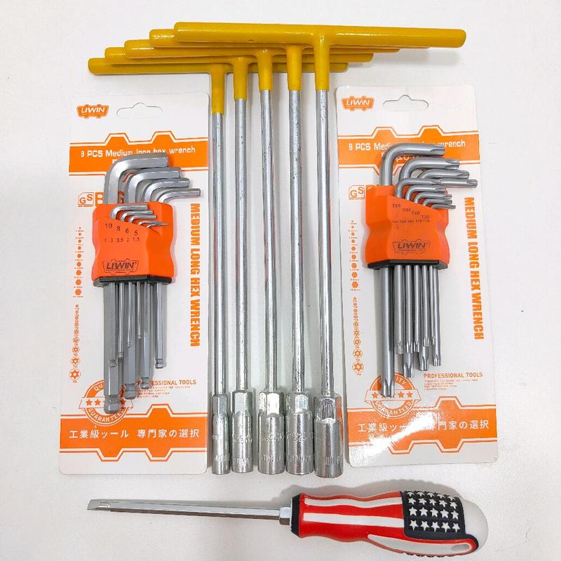   Tặng tua vít  Combo 5 khoá chữ T và 2 bộ lục giác Bi và Bông dùng để vặn đai ốc 