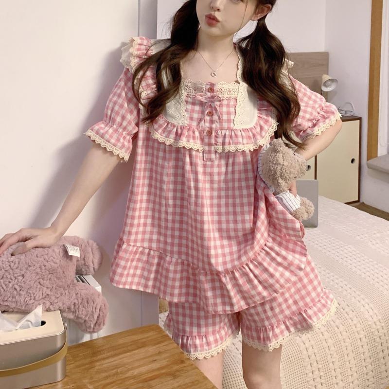 Đồ Ngủ Nữ Bigsize PINK Mùa Hè Chất Mát Pyjama Ngắn Tay Bộ Ngủ Dễ Thương Mặc Nhà Thoáng Mát Không Nóng Bí dễ chịu cả ngày
