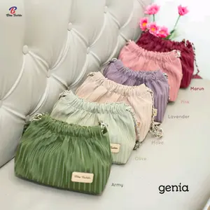 Tas rantai genia bag by biru tsabita strip anti air tas Serut totebag waist bag casual Pinggang Slingbag