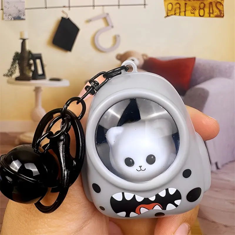 【Versi I Love You】Gantungan Kunci Backpack Cat Astronot Cute Karakter Keychain With Night Lamp Multifungsi Led 6
