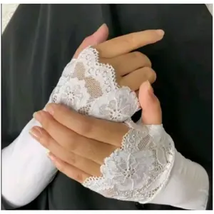 MANSET TANGAN JEMPOL FULL RENDA/HANDSOCK HAJI UMROH/1 PASANG MANSET LENGAN