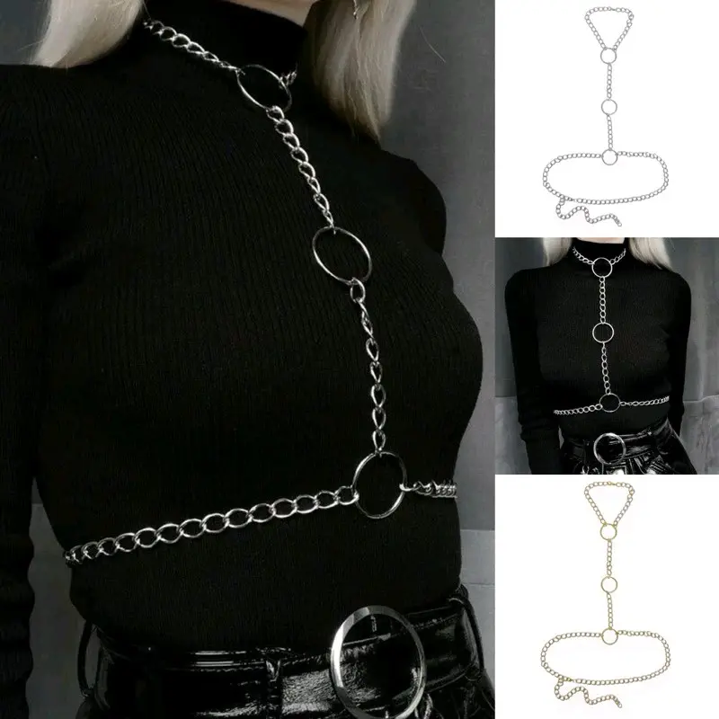 Judith Body Chain Belt Strap Harness Rantai Badan O Ring Harajuku Punk Alumunium Bodychain Pengait 0