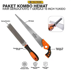 PAKET KOMBO HEMAT Kikir Gergaji Kayu 6 Inch & Gergaji 16 Inch Yukido Flexible Nyaman Di Genggam