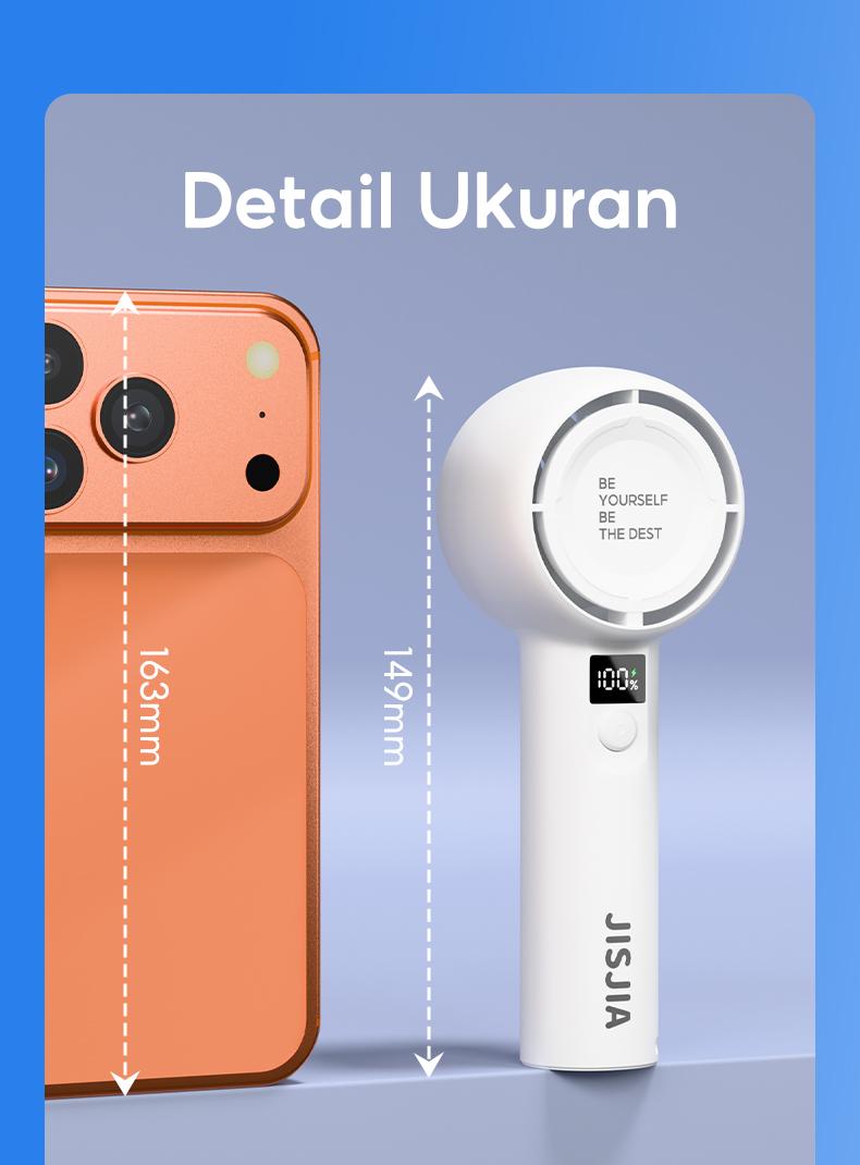 JISJIA Kipas Angin Mini A2 5-Speed 1200mAh LED Display Baterai Lithium USB Type-C Portabel Ringan untuk Tangan dan Desktop JISJIA Kipas Angin Mini A2 5-Speed 1200mAh LED Display Baterai Lithium USB Type-C Portabel Ringan untuk Tangan dan Desktop