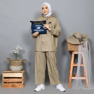 Jas Hujan MONARKI Pria/Wanita Anti Rembes Tahan Lama Bahan PVC 0,25 Elastis & Awet Full Set dengan Hoodie dan Karet di Lengan Garansi 100% Original