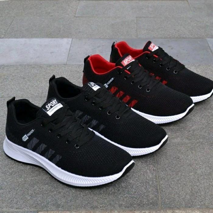 diskon promo sepatu sneakers pria kekinian kerja olah raga ngampus kuliah sekolah harian jalan formal kasual hits viral Shoes Snekers Casual Hitam Sport Running Putih Black chx Olahraga 3