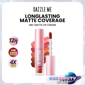 DAZZLE ME -INK-MATTE Lip Cream //PIGMENTED TAHAN LAMA WATERPROFF Bibir Lipstick Kosmetik Creamy Waterproof Gloss Lipstik Merah