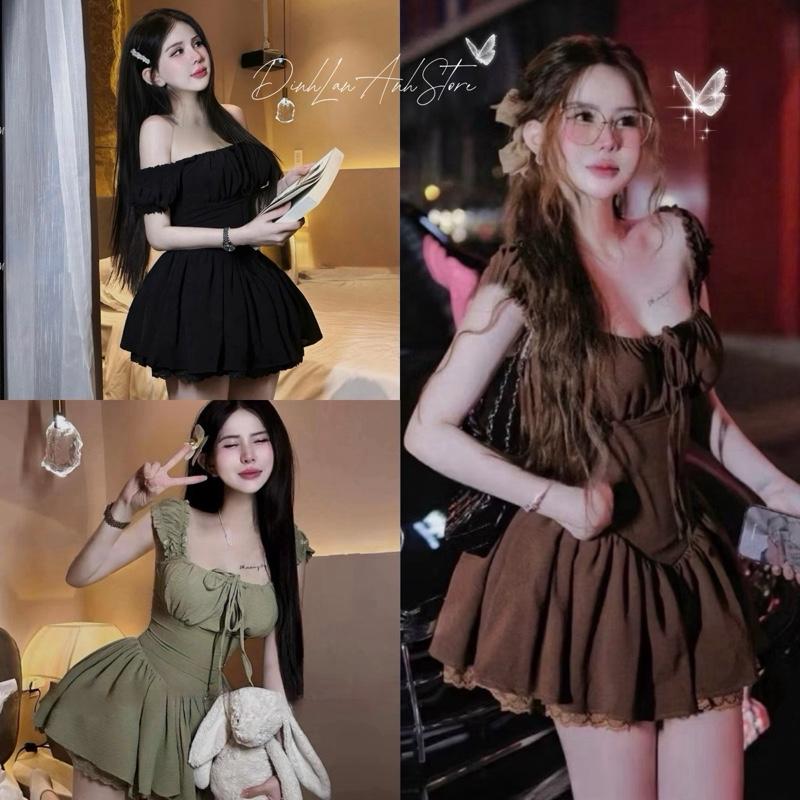 [HÀNG CÓ SẴN] - [HÀNG 4 LỚP Y HÌNH QUẦN RỜI] Váy Tiểu Thư Cổ Vuông Chân Ren Form Dáng Xoè Sang Chảnh - DinhLanAnhStore