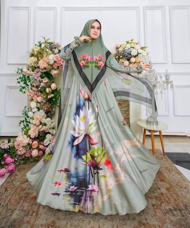 Product Introduction of Gamis motif Teratai Gamis printing Jumbo Gamis Muslim Wanita Dewasa 5