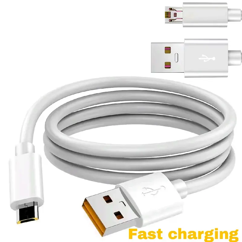 Kabel Data Premium Micro USB Vooc 2A Putih Hitam Pengisian Cepat - Cable Panjang 100 Cm 5