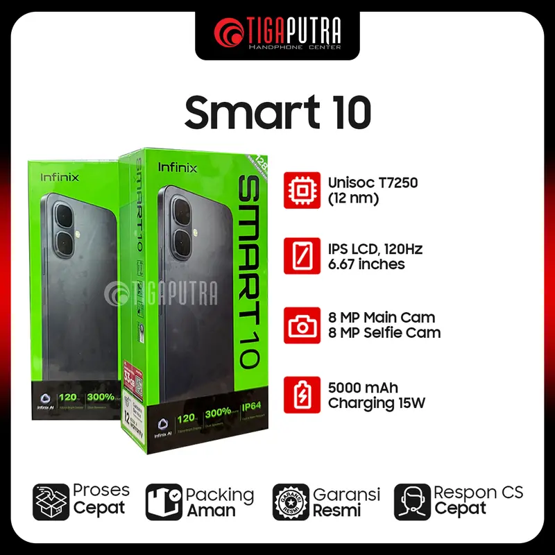 Infinix Smart 10 (Ram 4GB, Rom 64/128GB, IP64, Refresh Rate 120Hz)
