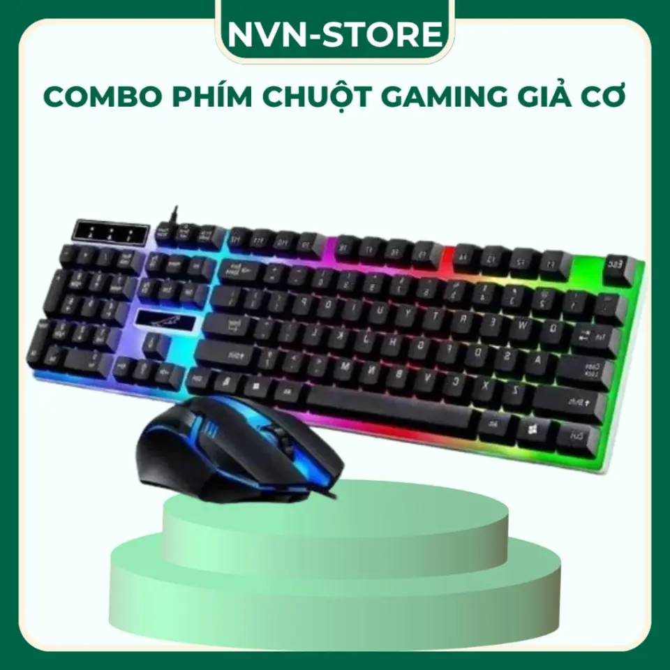 Bàn phím giả cơ gaming kèm chuột có dây chế độ led 7 màu tiện lợi dành cho máy tính,game thủ,văn phòng