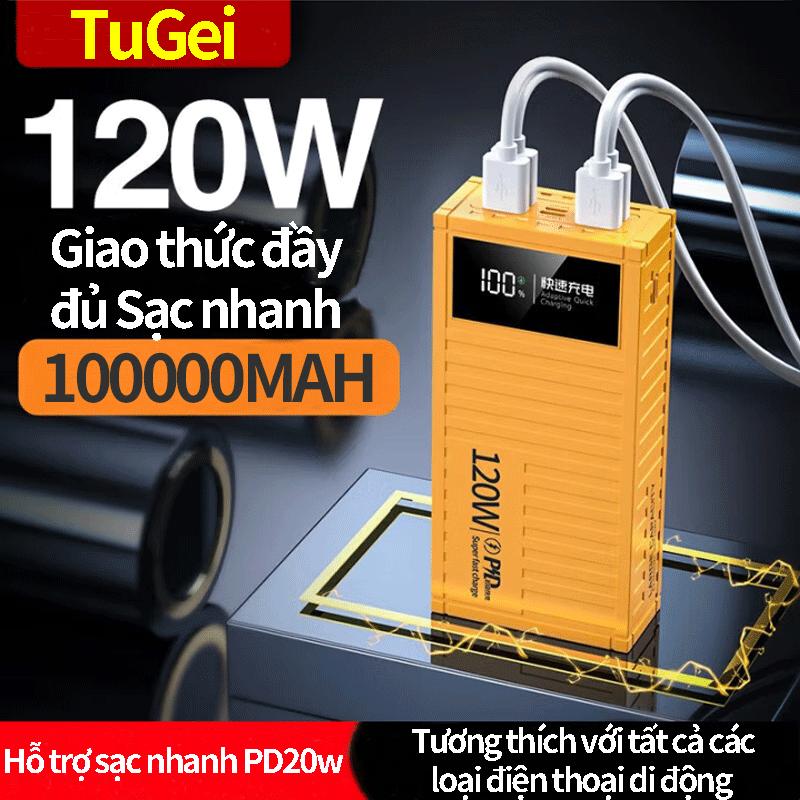 Sạc dự phòng TuGei 100000MAH kèm dây sạc nhanh 4 đầu, sạc nhanh PD 120W