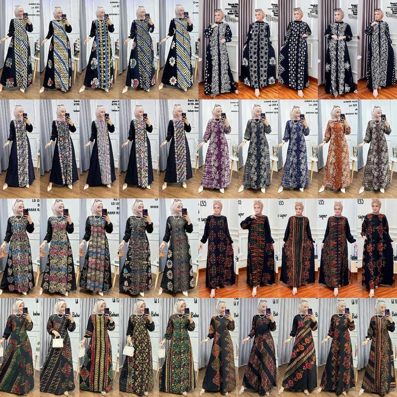 Product Introduction of Gamis Cap - Batik Multi Colour Bahan Rayon Super Jumbo Gamis Kekinian By Batik Cincaro muslim Wanita gaun lebaran kaftan crinkle maxi satin twill vanya hitam 《m》 • black baju brokat kondangan 2024 exclusive Premium 35