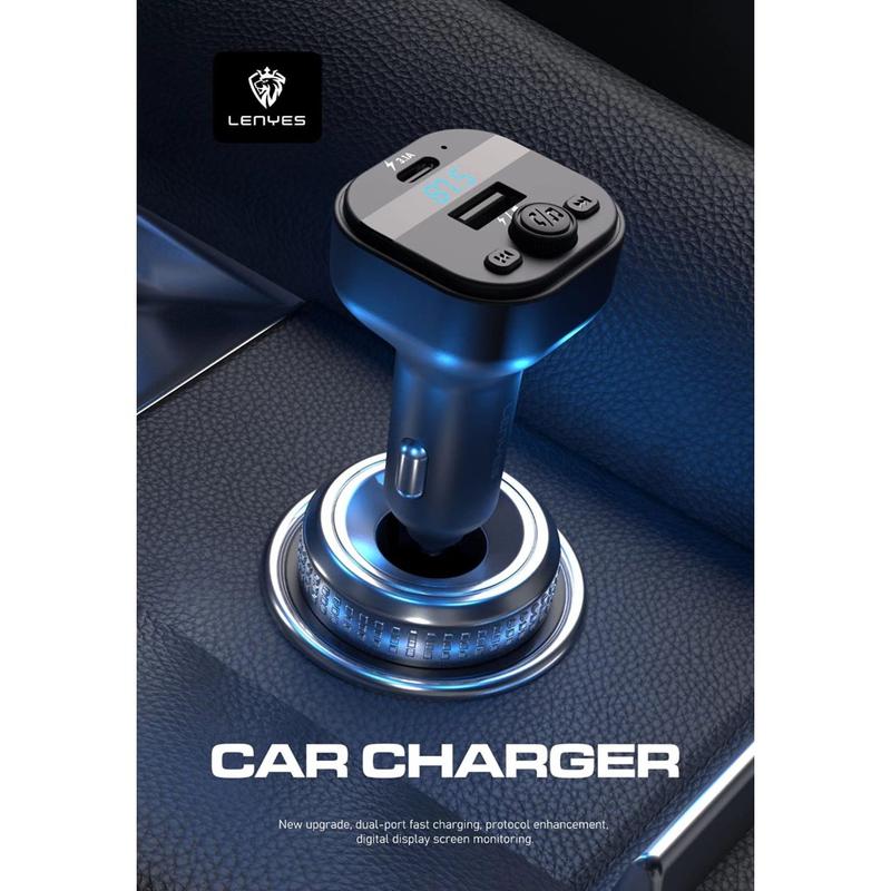 Product Introduction of LENYES Car Charger FM Transmitter CA812 Bluetooth 5.3 Modulator Adaptor Mobil Dual Port USB + Type C With Mic 5