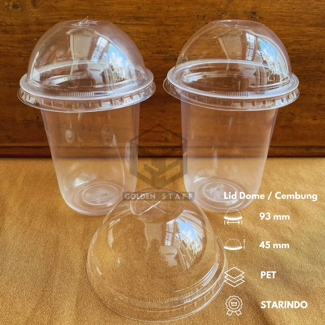 (50 pcs) Lid / Tutup | Dome/ Cembung | Merk Starindo Untuk Cup Plastik Starindo PP 12, 14, 16 dan 22 oz