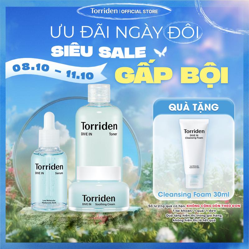 [COMBO]Bộ 3 Dưỡng Ẩm Da DIVE IN Torriden Hỗ Trợ Làm Dịu Với Hyaluronic Acid Serum 50ml, Kem Dưỡng Soothing Cream 100ml Và Toner 300ml