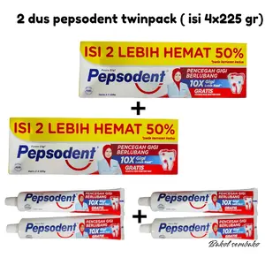 2 DUS isi 4 PCS PEPSODENT 225 gr. per dus isi 2 Memutihkan Mulut Gusi odol  penguat