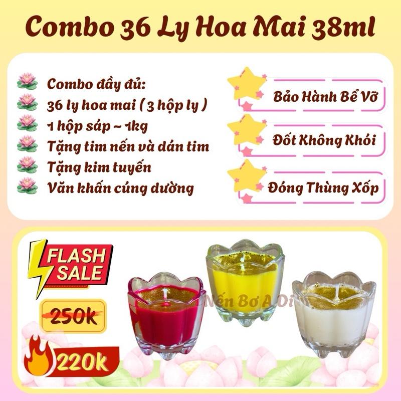Combo 36 Ly Làm Nến Nến Bơ- Ly Hoa Mai (Đầy đủ nguyên liệu làm nến) - Nến bơ cúng dường - Nến bơ cúng Phật