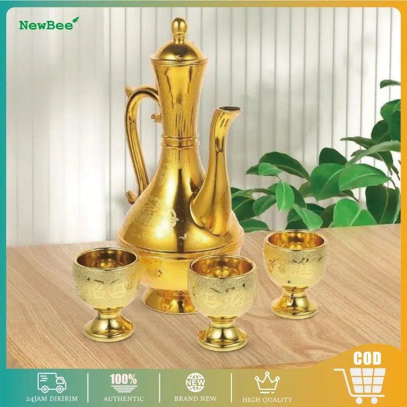Set Cangkir Dewa Keberuntungan Feng Shui/Set Ibadah/Cangkir Ibadah Emas Koleksi Gelas dengan Desain Khusus