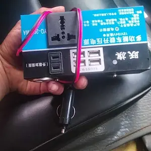 2000W Inverter Mobil DC 12V Ke AC 220V Konverter Daya Splitter 4 USB Pengisian Cepat Soket Universal Monitor Tegangan Pintar
