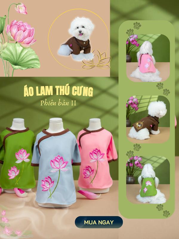 Áo Lam Đi Chùa Cho Bé Thú Cưng Đi Chùa Thiền Tịnh Đồ Lam Cho Chó Mèo Quần Áo Thú Cưng HihaPets