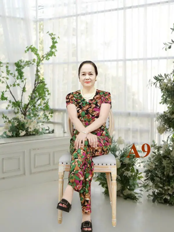 Bộ tay lỡ - cộc quần dài cho bà cho mẹ vải cát lụa hàn châu Nữ 4