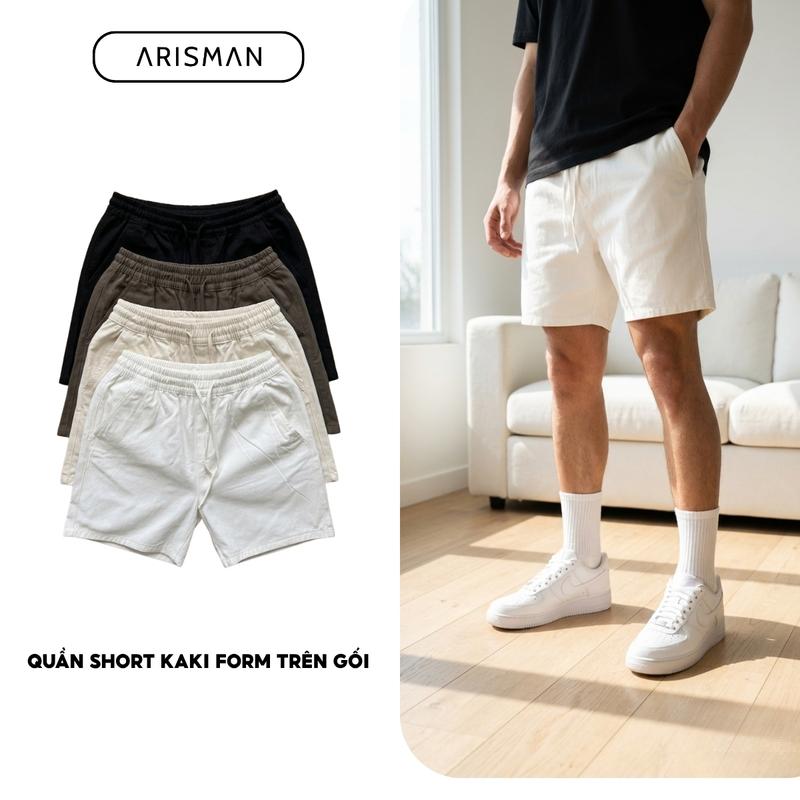Short Kaki Premium Form Trên Gối Hack Dáng - VẢI KAKI NHUNG XỊN MỀM MỊN, KHÔNG XÙ LÔNG, HẠN CHẾ NHĂN - ARISMAN ALL FOR MAN