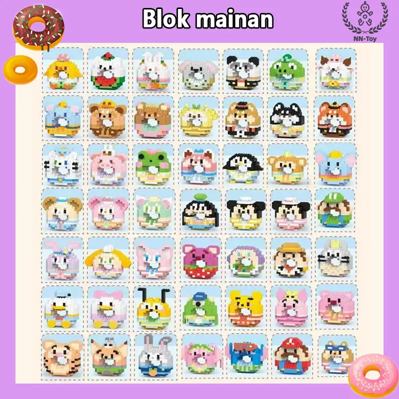 Bricks Donat Building Blocks Puzzle Nano Brick Karakter Series Mini, Mainan Balok Susun, Brik Blok Toys