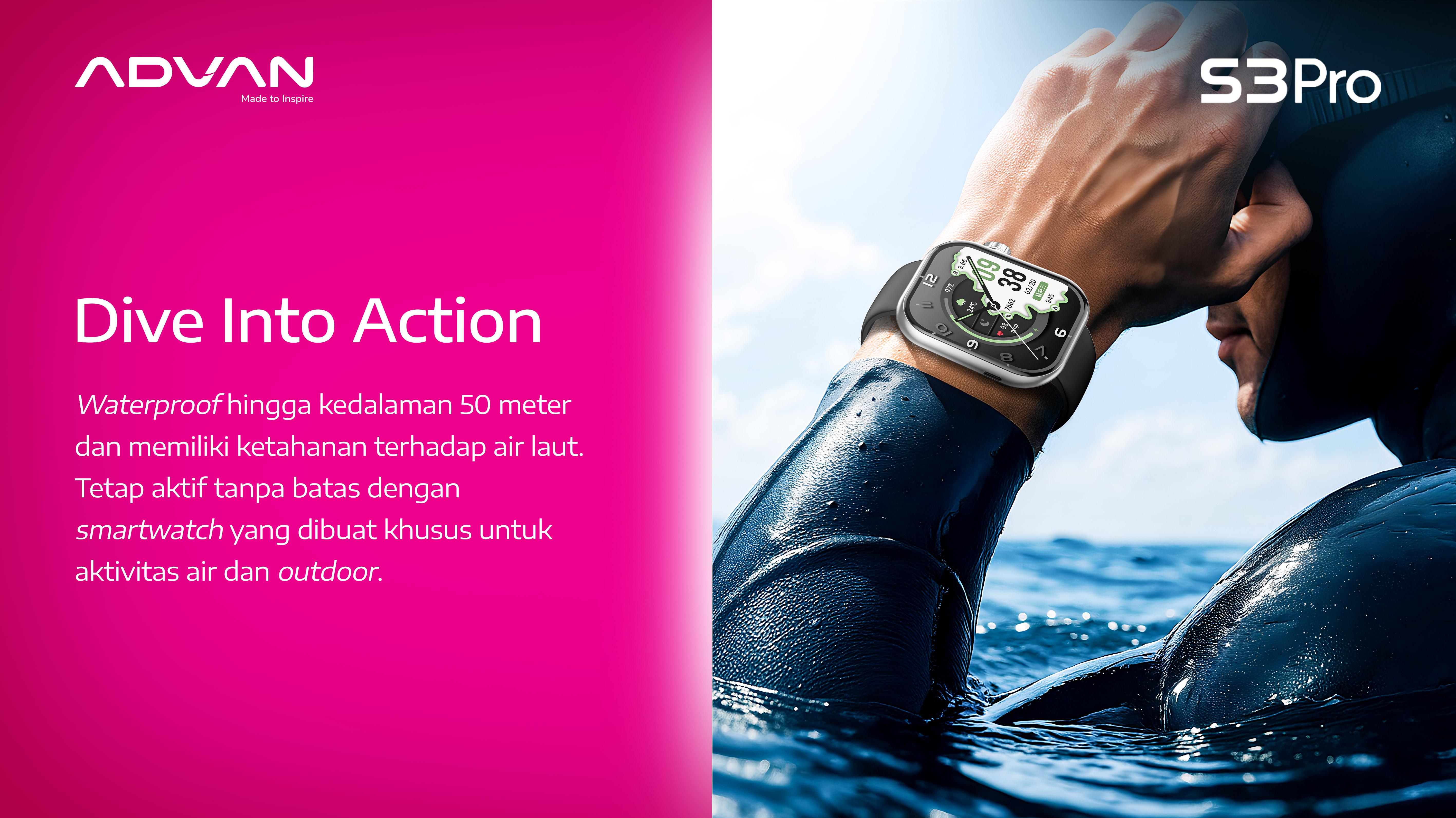 ADVAN Smartwatch S3 Pro 2.01” Metal Body 100+ Sports Modes Smart AI Assistant Wireless Bluetooth Call 5ATM Waterproof Support Strava One Click Health