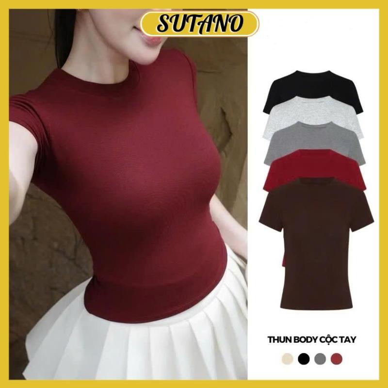 Áo thun nữ ôm body cotton lông mịn co giãn thoáng mát A222 SUTANO