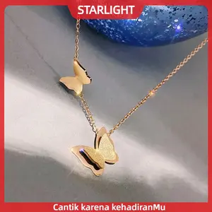 K04 Kalung Titanium Wanita KalungKupu-Kupu Liontin Perhiasan Fashion WanitaJewelry