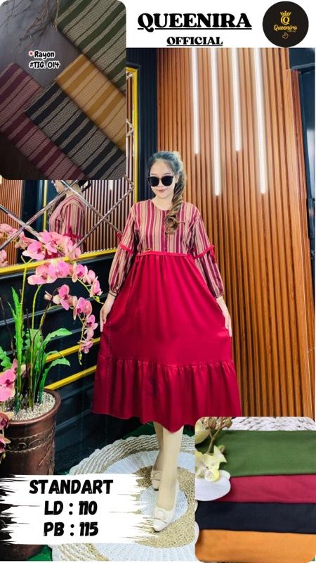 QUEENIRA_Daster kombinasi tangan balon full tali Busui Rayon premium Dress Wanita QUEENIRA_Daster kombinasi tangan balon full tali Busui Rayon premium Dress Wanita