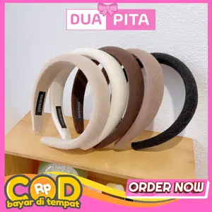DP291 Bando Kain Busa Tebal Wanita Korea Headband Cloud Polos Bando Nagita Lebar Empuk Bandana Lembut