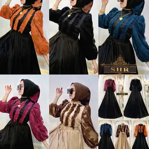 ( BISA COD ) NEW MAXI DRES SATIN WANGI MIX BROKAT ORI SHR